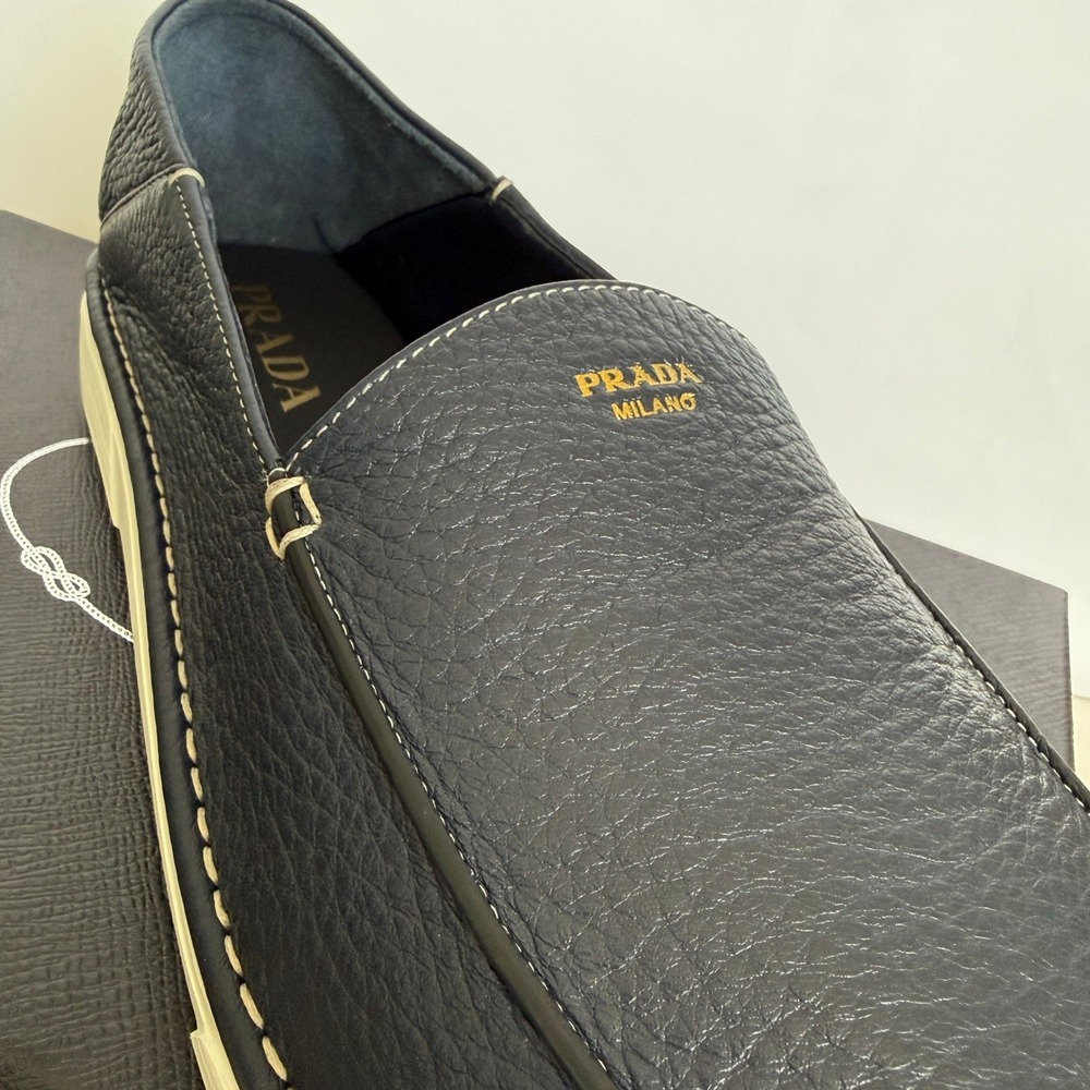 Prada Mens 2DF088 Baltico Blue Cervo Deerskin Leather Loafers UK 9 - Picture 8 of 16